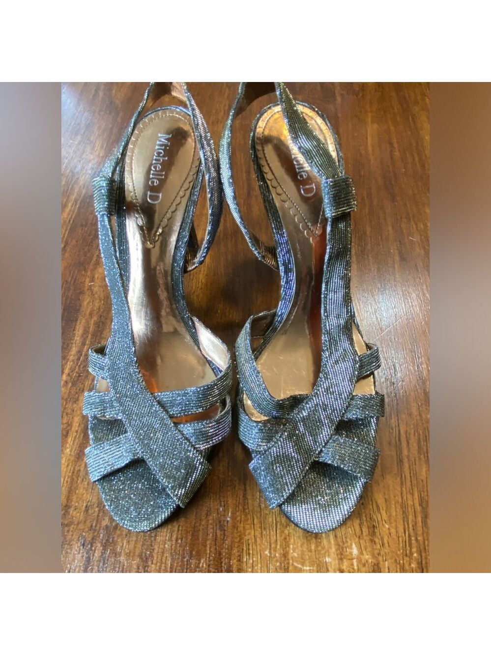 Michelle D Bronze Glitter heels. Sz. 8 leather soles color change effect